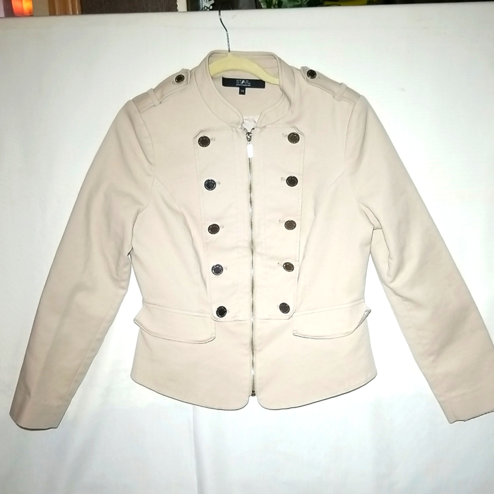 Women's Cream Military Style Jacket